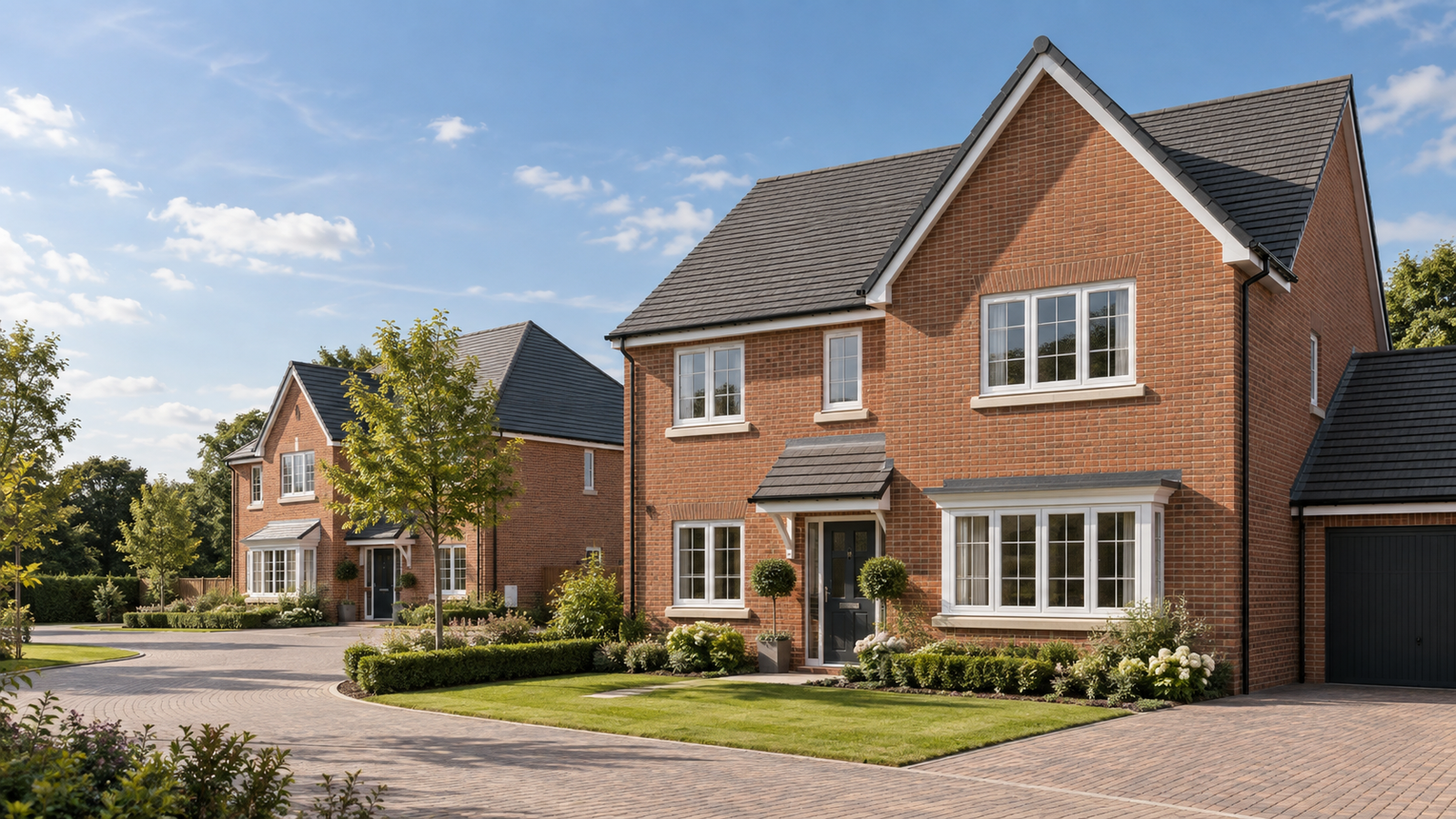 Completed DA Construction red-brick new-build home